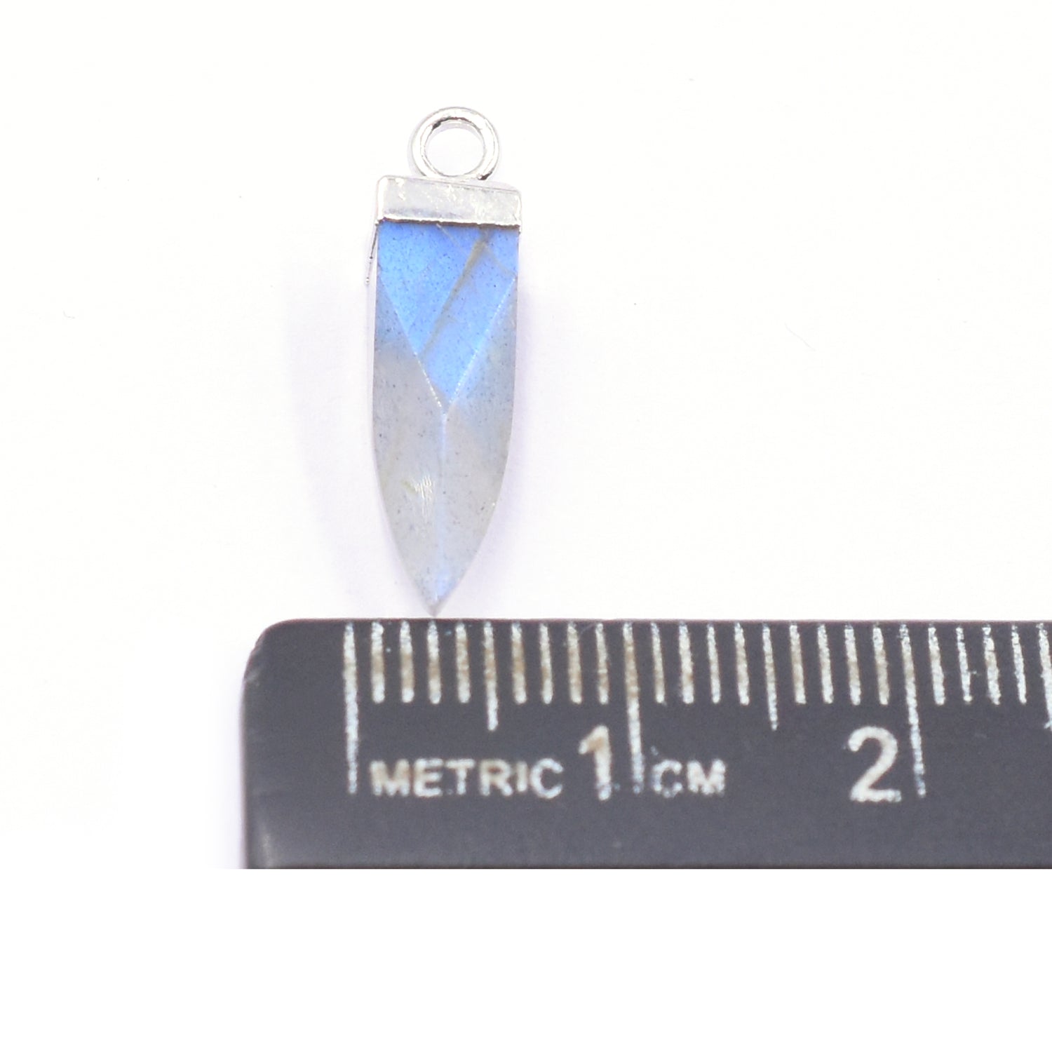 Labradorite 16X5 MM Spike Shape Rhodium Electroplated Pendant (Set Of 2 Pcs)