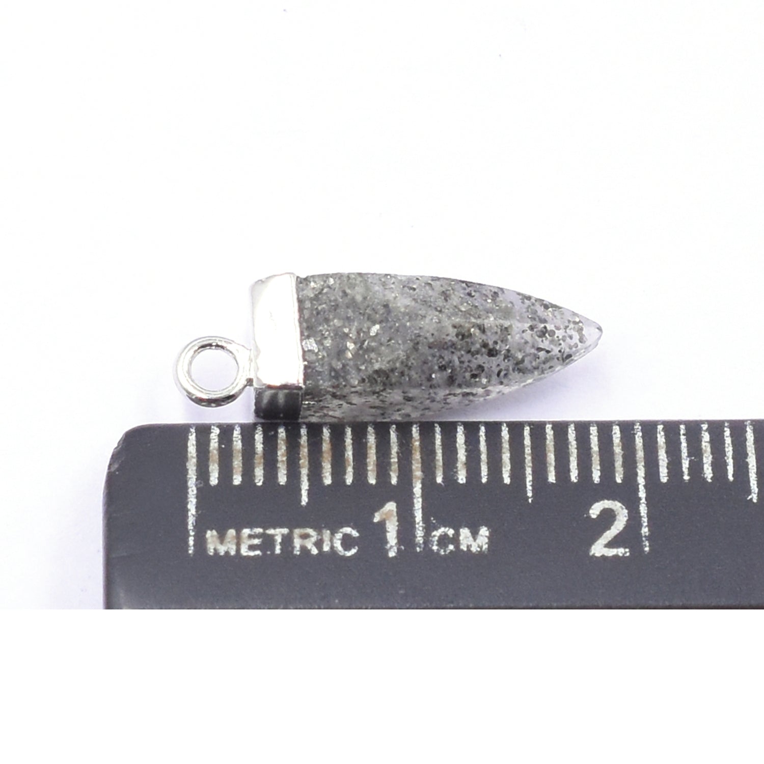 Black Sunstone Spike Shape 16 x 5 MM Silver Electroplated Pendant (Set Of 2 Pcs)