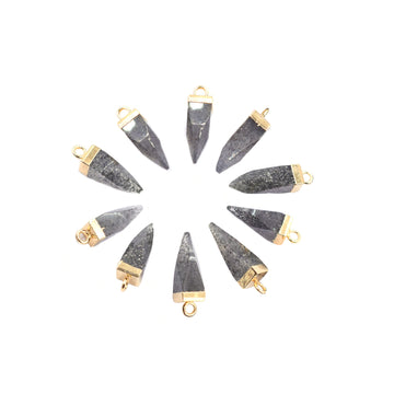 Black Sunstone 16X5 MM Spike Shape Gold Electroplated Pendant (Set Of 2 Pcs)