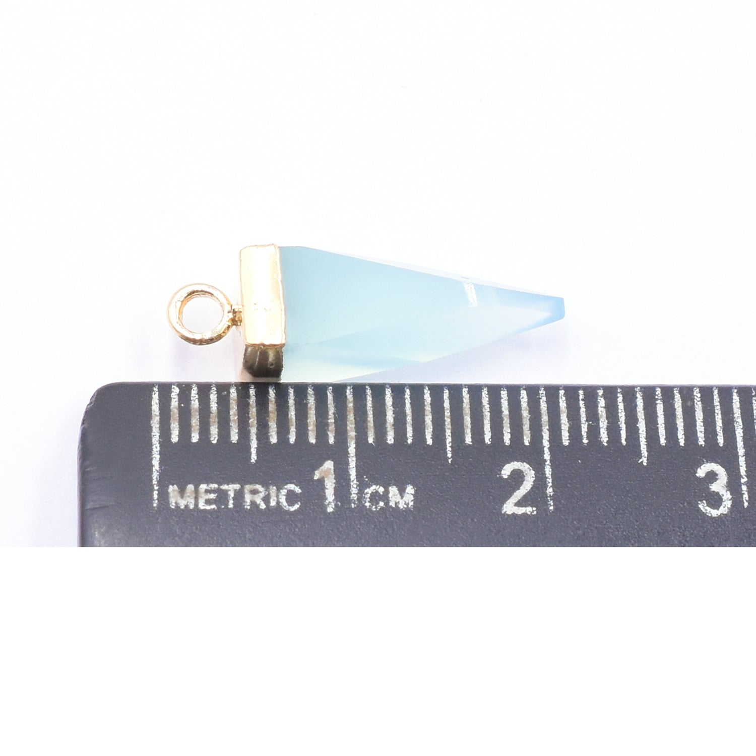 Aqua Chalcedony 16X5 MM Spike Shape Gold Electroplated Pendant (Set Of 2 Pcs)