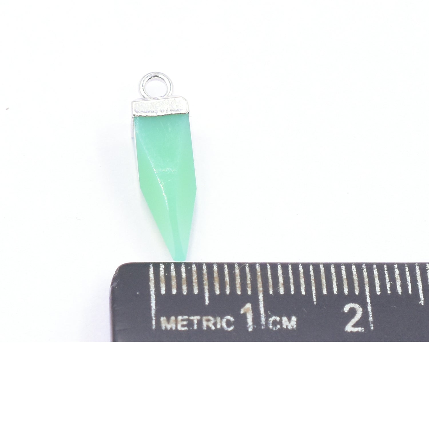Chrysoprase 16X5 MM Spike Shape Rhodium Electroplated Pendant (Set Of 2 Pcs)