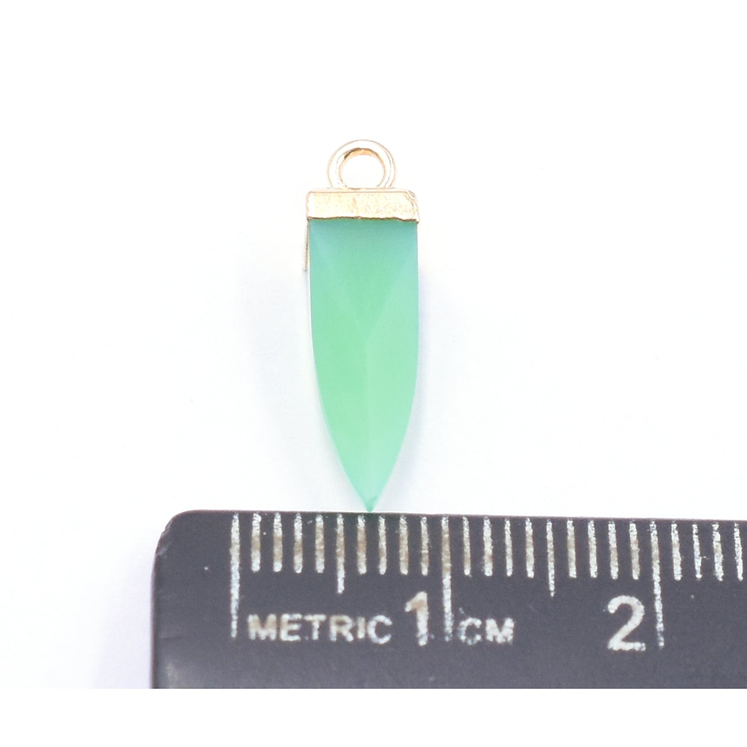 Chrysoprase 16X5 MM Spike Shape Gold Electroplated Pendant (Set Of 2 Pcs)