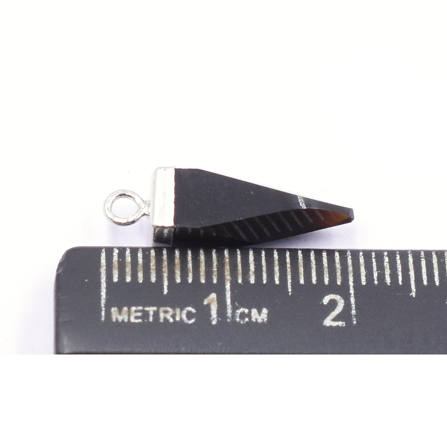 Black Onyx 16X5 MM Spike Shape Rhodium Electroplated Pendant (Set Of 2 Pcs)