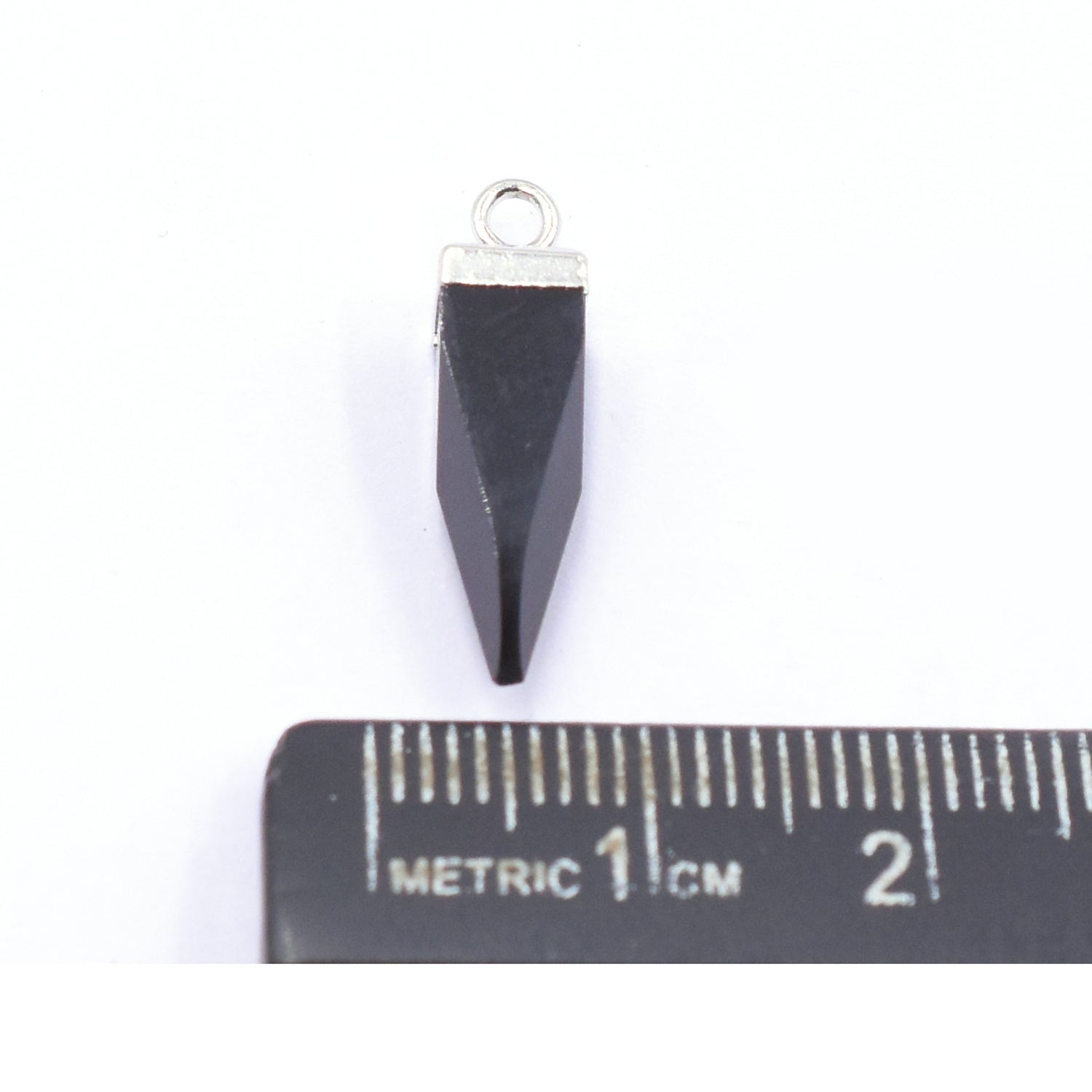 Black Onyx 16X5 MM Spike Shape Rhodium Electroplated Pendant (Set Of 2 Pcs)