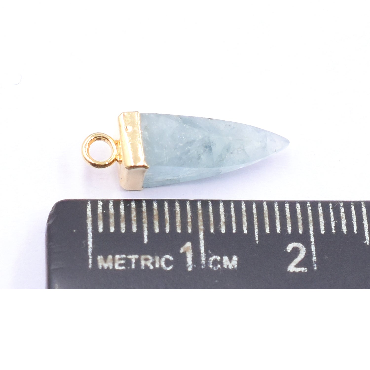 Aquamarine 16X5 MM Spike Shape Gold Electroplated Pendant (Set Of 2 Pcs)