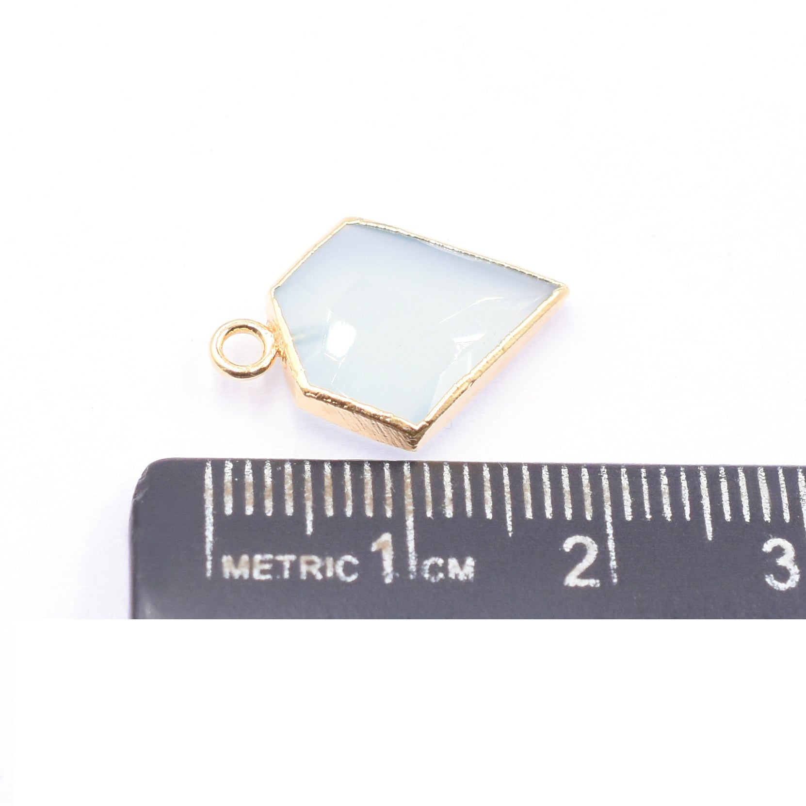 Aqua Chalcedony 12 MM Diamond Shape Gold Electroplated Pendant