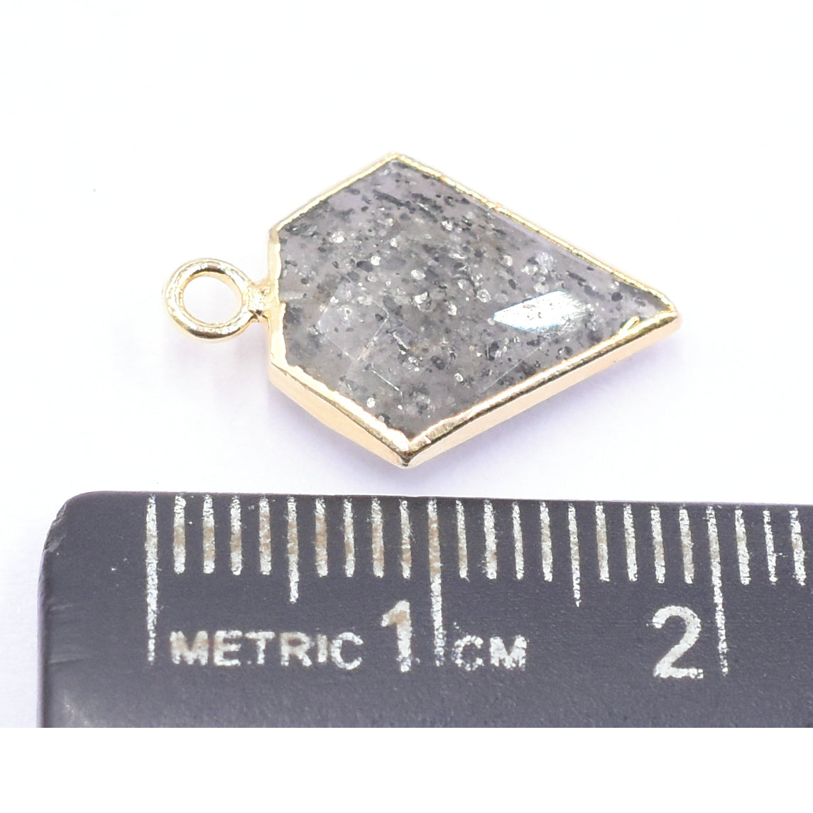 Black Sunstone 12 MM Diamond Shape Gold Electroplated Pendant