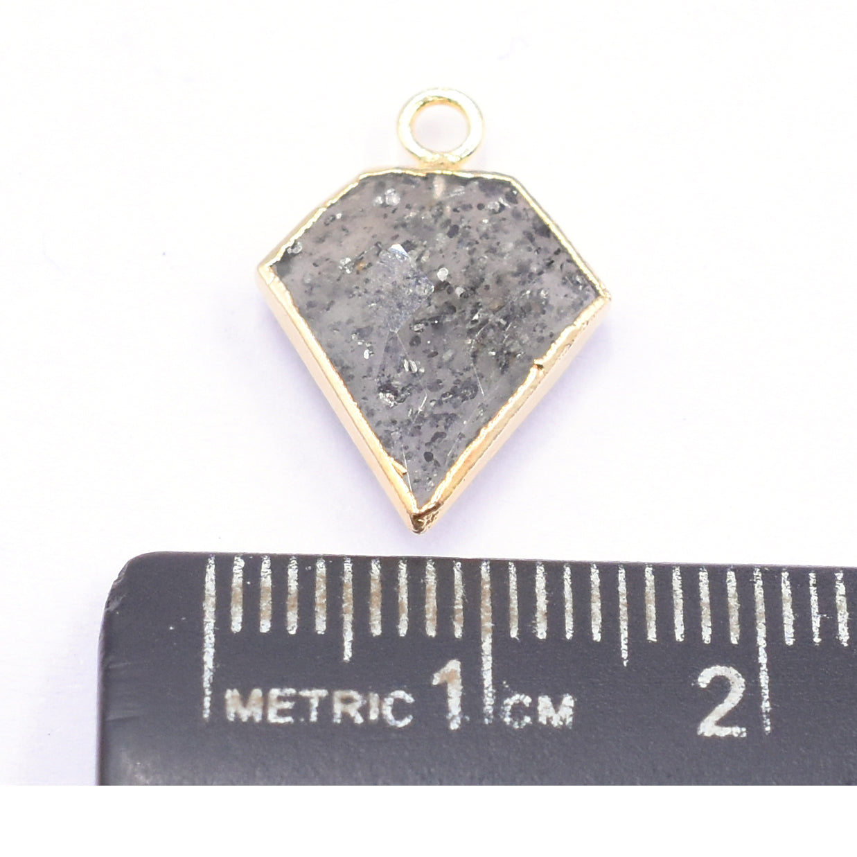 Black Sunstone 12 MM Diamond Shape Gold Electroplated Pendant