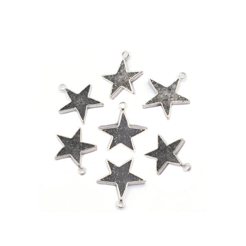 Black Sunstone 16 MM Star Shape Rhodium Electroplated Pendant (Set Of 2 Pcs)