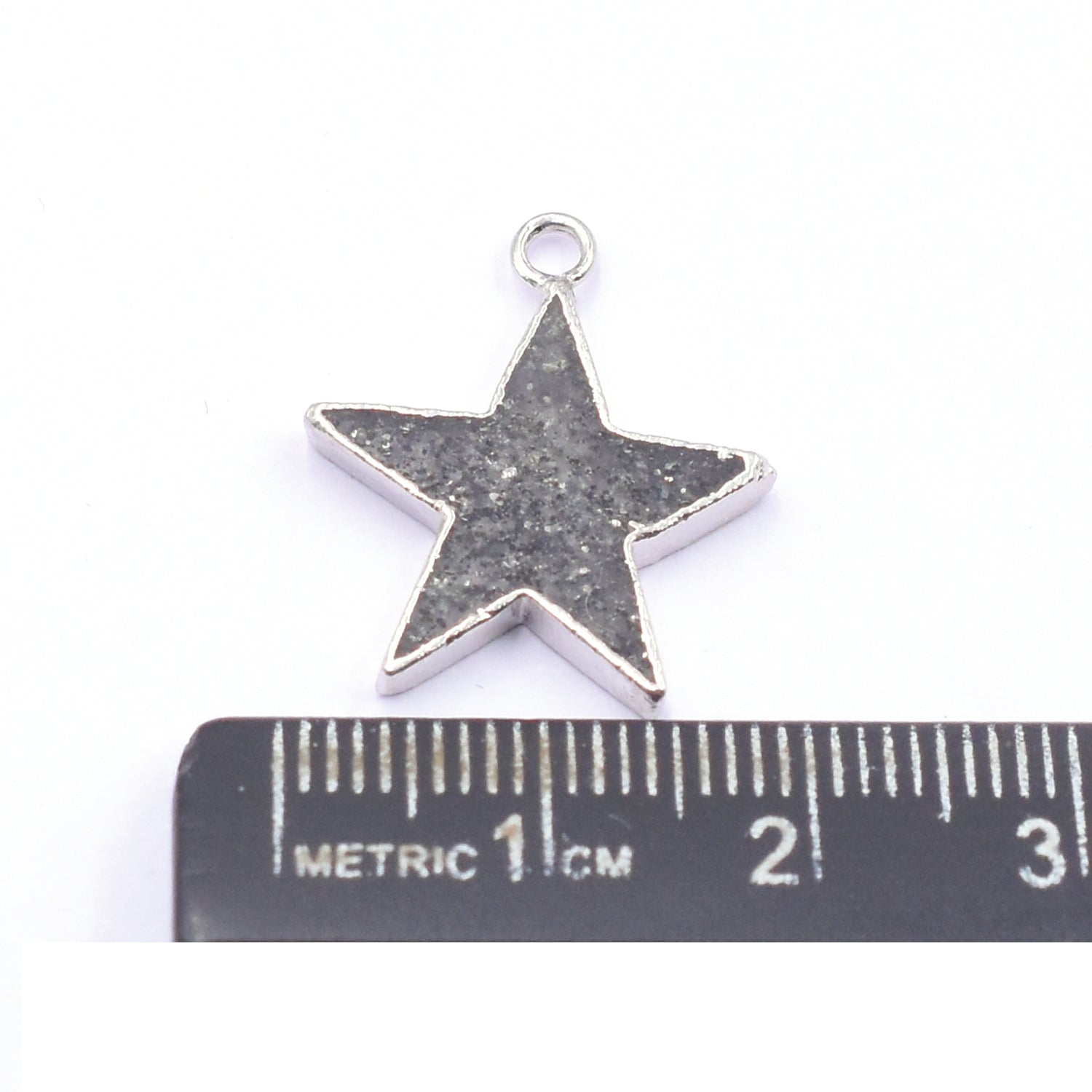 Black Sunstone 16 MM Star Shape Rhodium Electroplated Pendant (Set Of 2 Pcs)