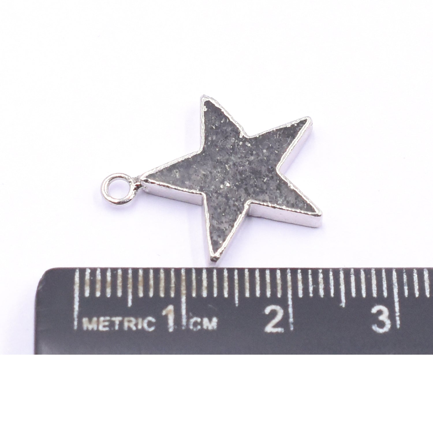 Black Sunstone 16 MM Star Shape Rhodium Electroplated Pendant (Set Of 2 Pcs)