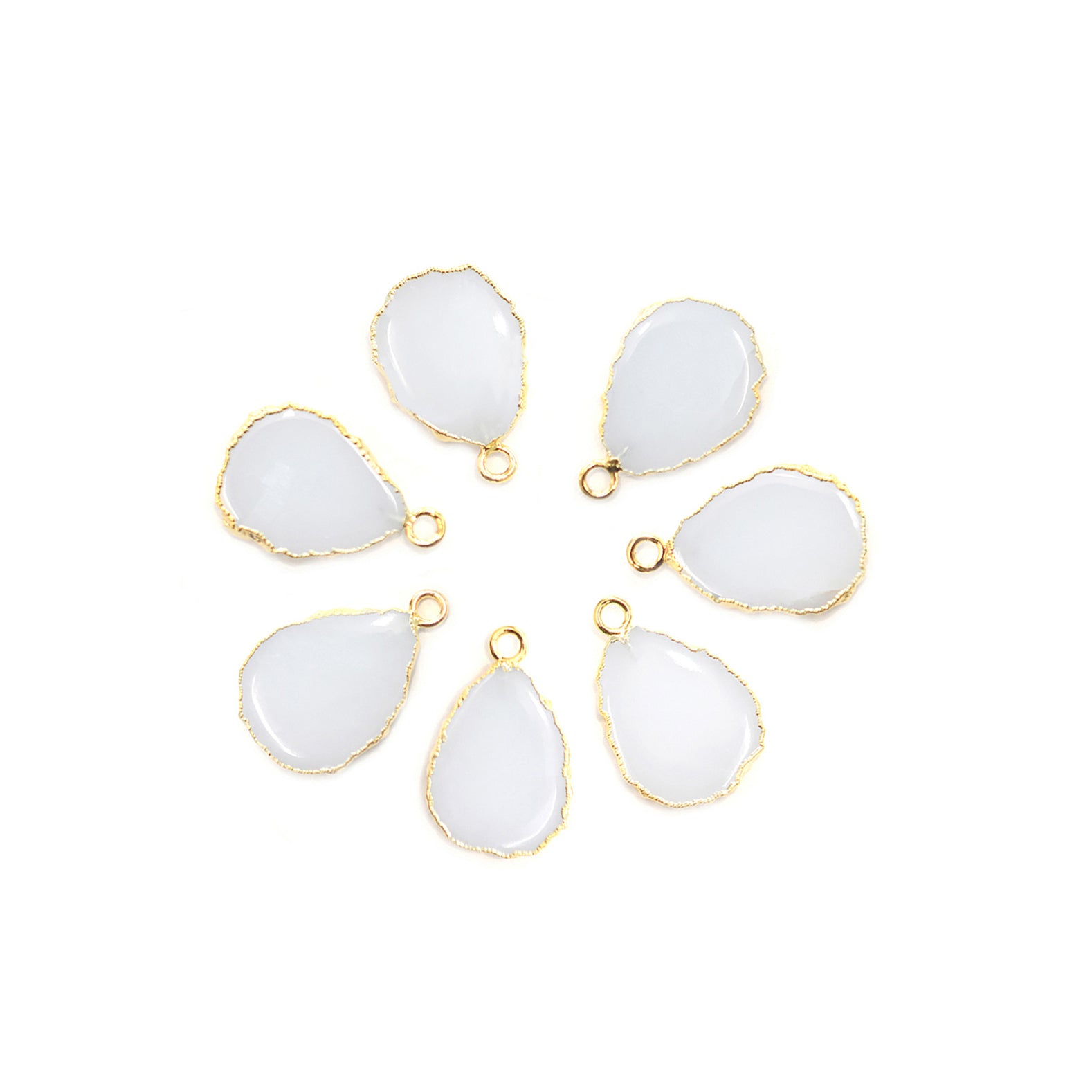 White Agate 15X13 MM Pear Shape Gold Electroplated Pendant