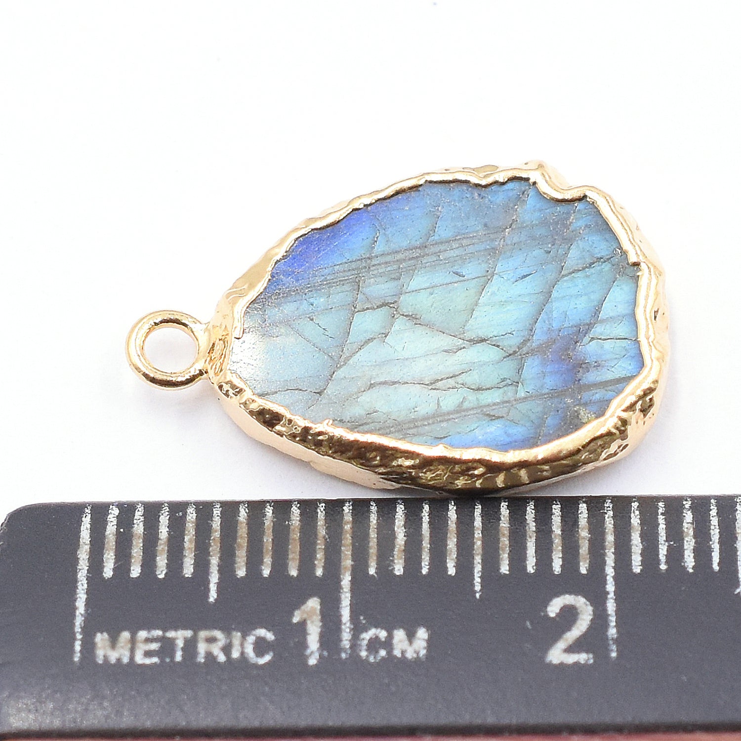 Labradorite 18X14 MM Pear Shape Gold Electroplated Pendant