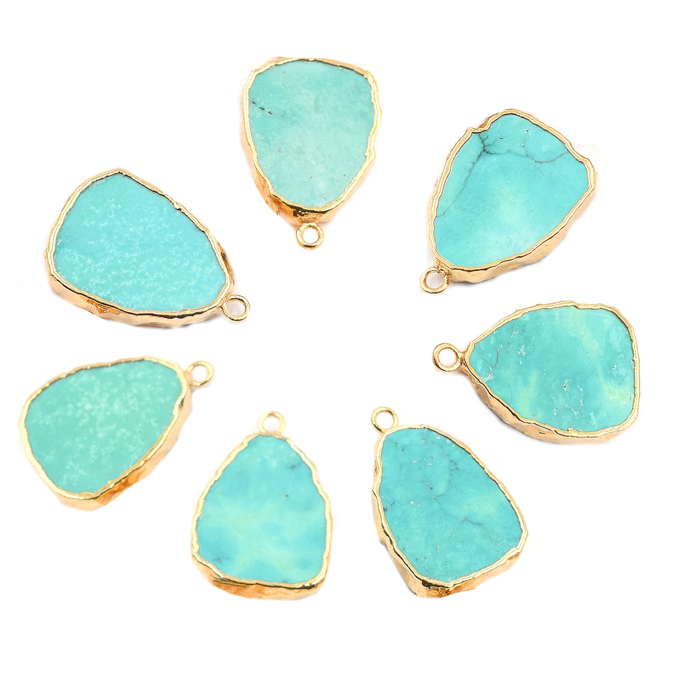 Green Howlite 16X13 MM Pear Shape Gold Electroplated Pendant