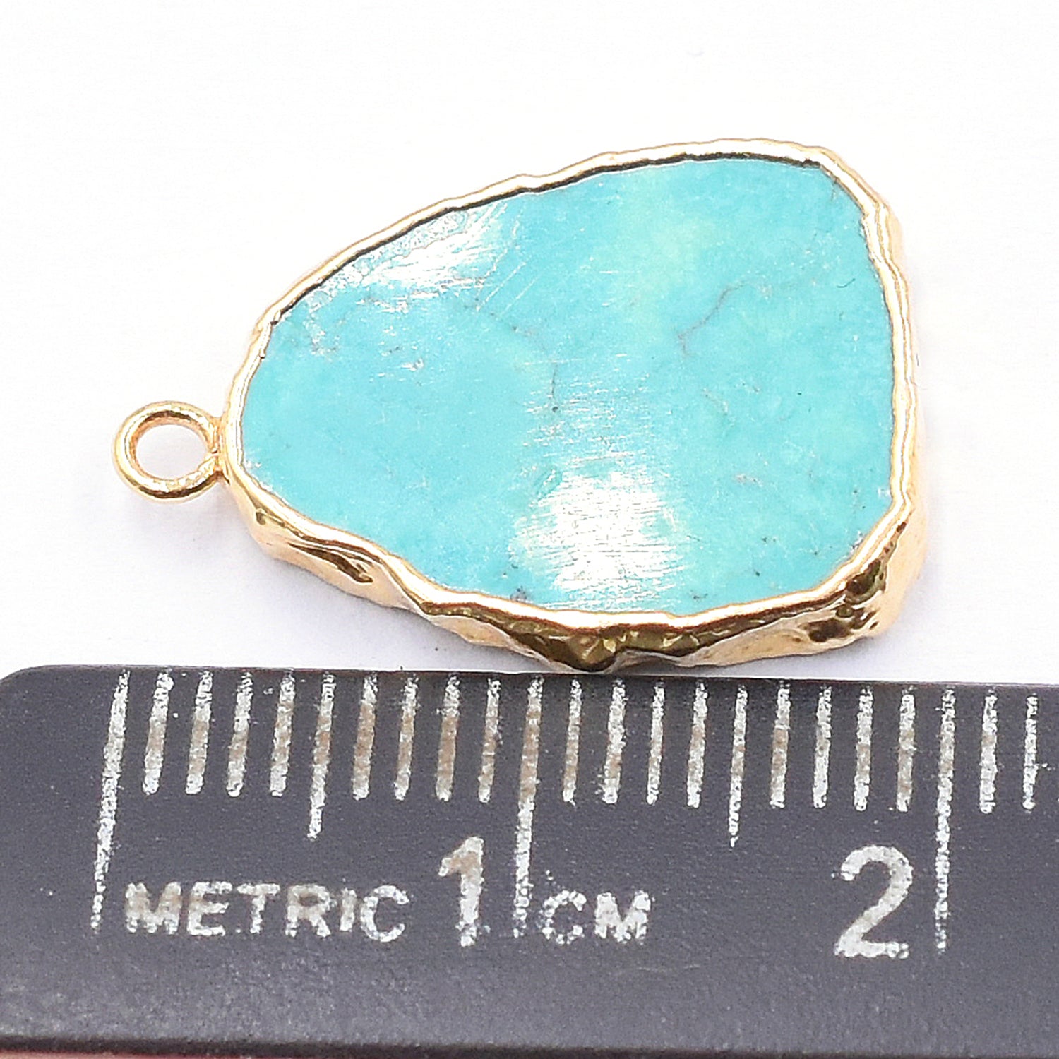 Green Howlite 16X13 MM Pear Shape Gold Electroplated Pendant