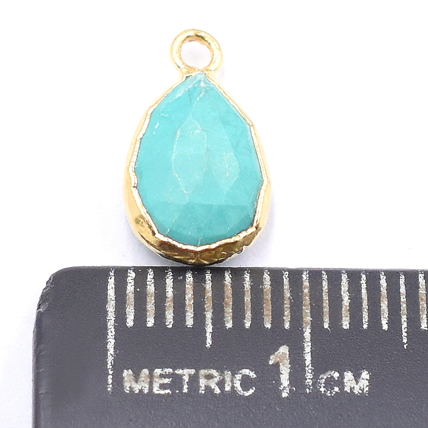 Green Howlite 10X7 MM Pear Shape Gold Electroplated Pendant (Set Of 2 Pcs)