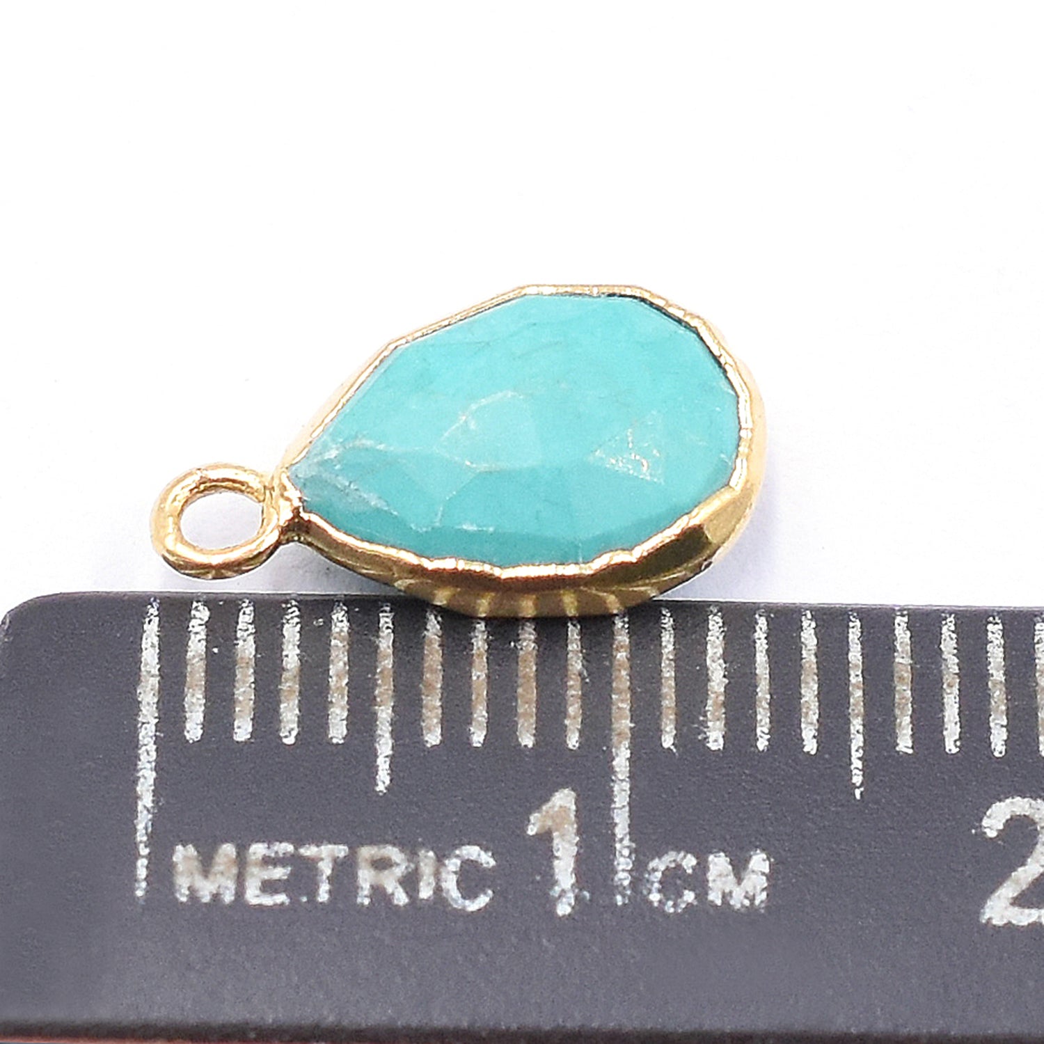 Green Howlite 10X7 MM Pear Shape Gold Electroplated Pendant (Set Of 2 Pcs)