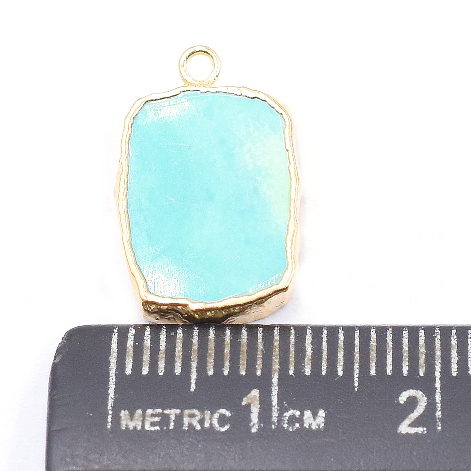 Green Howlite 14X10 MM Rectangle Shape Gold Electroplated Pendant