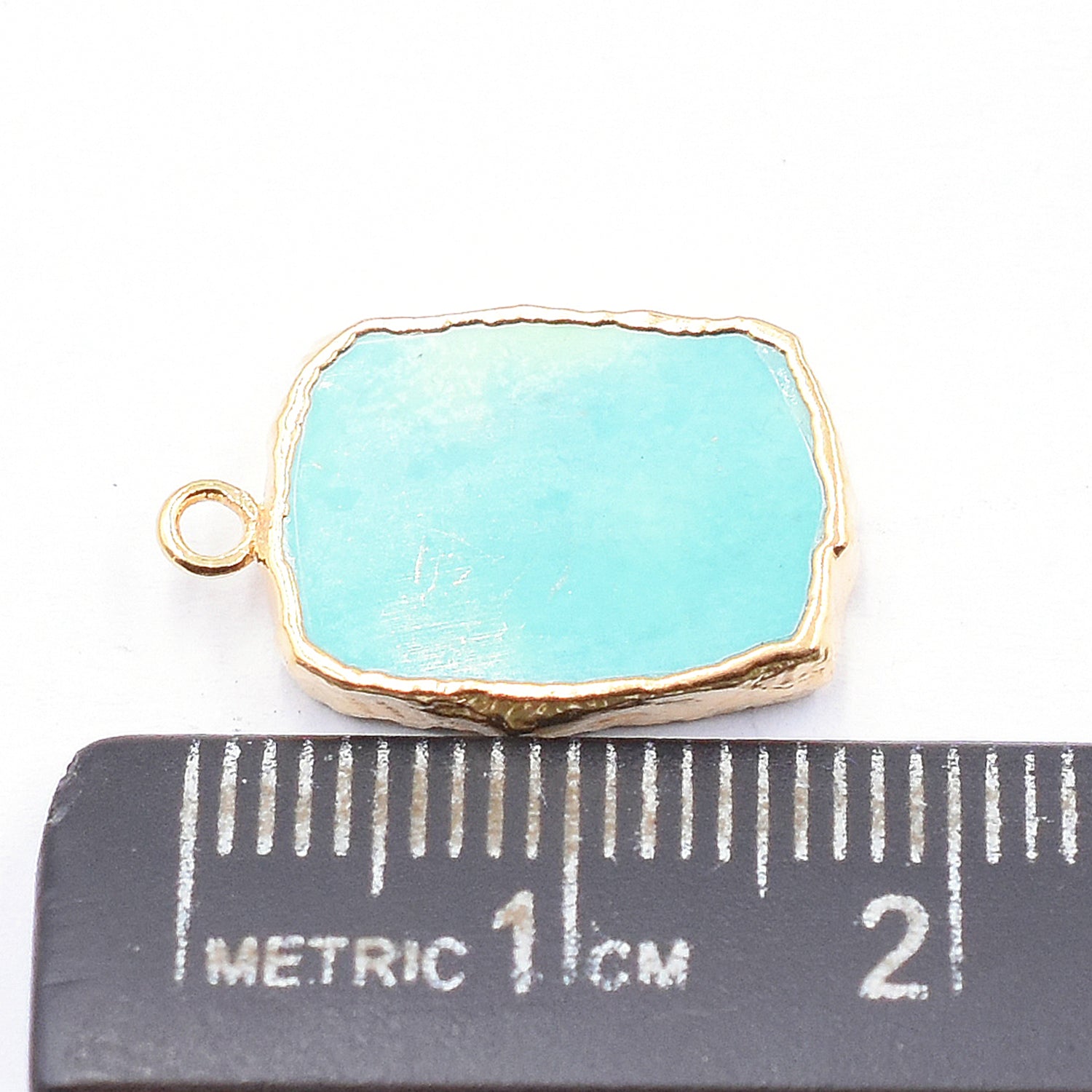 Green Howlite 14X10 MM Rectangle Shape Gold Electroplated Pendant