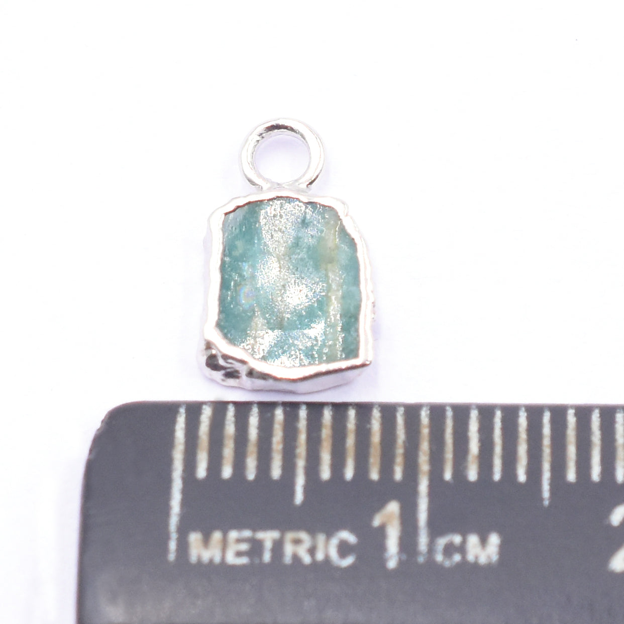 Amazonite 10X7 MM Rectangle Shape Rhodium Electroplated Pendant (Set Of 2 Pcs)