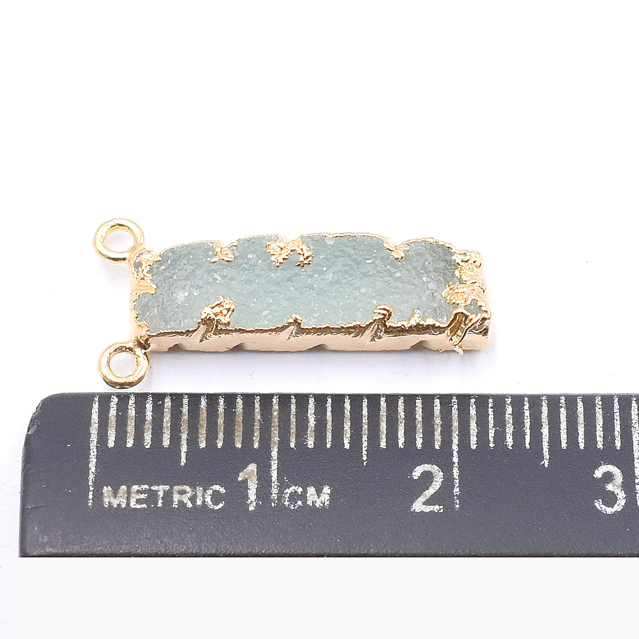 Aqua Druzy 20X6 MM Rectangle Shape Gold Electroplated Pendant