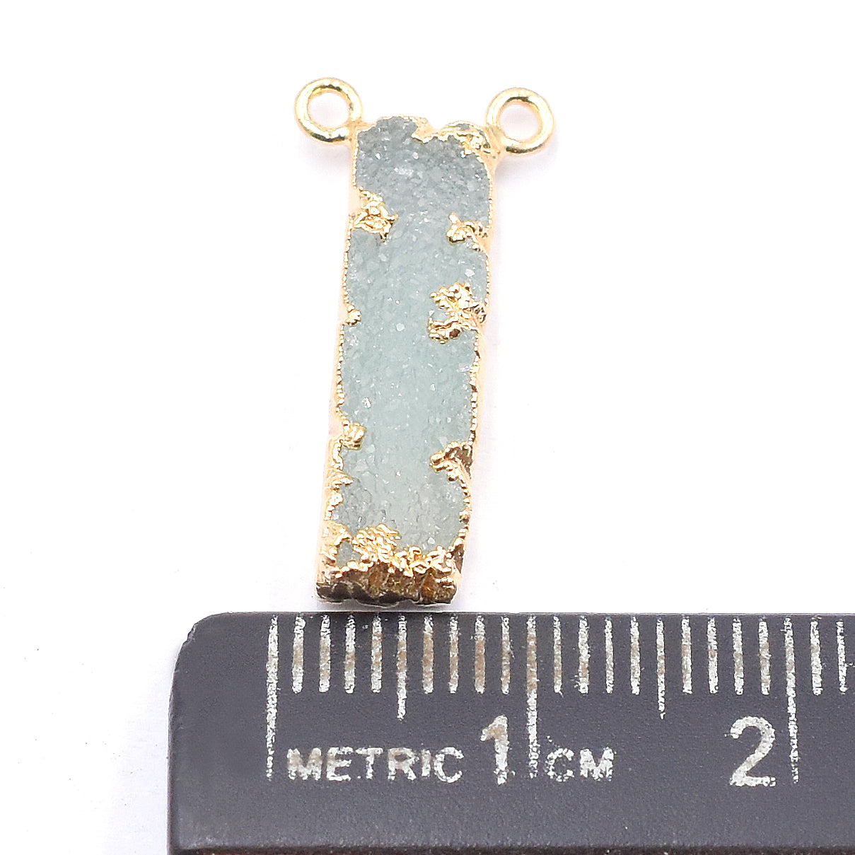 Aqua Druzy 20X6 MM Rectangle Shape Gold Electroplated Pendant