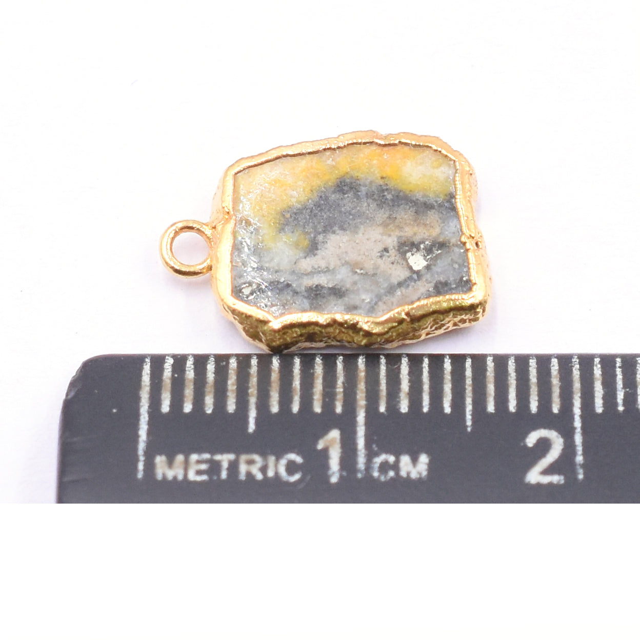 Bumble Bee Jasper 14X10 MM Rectangle Shape Gold Electroplated Pendant