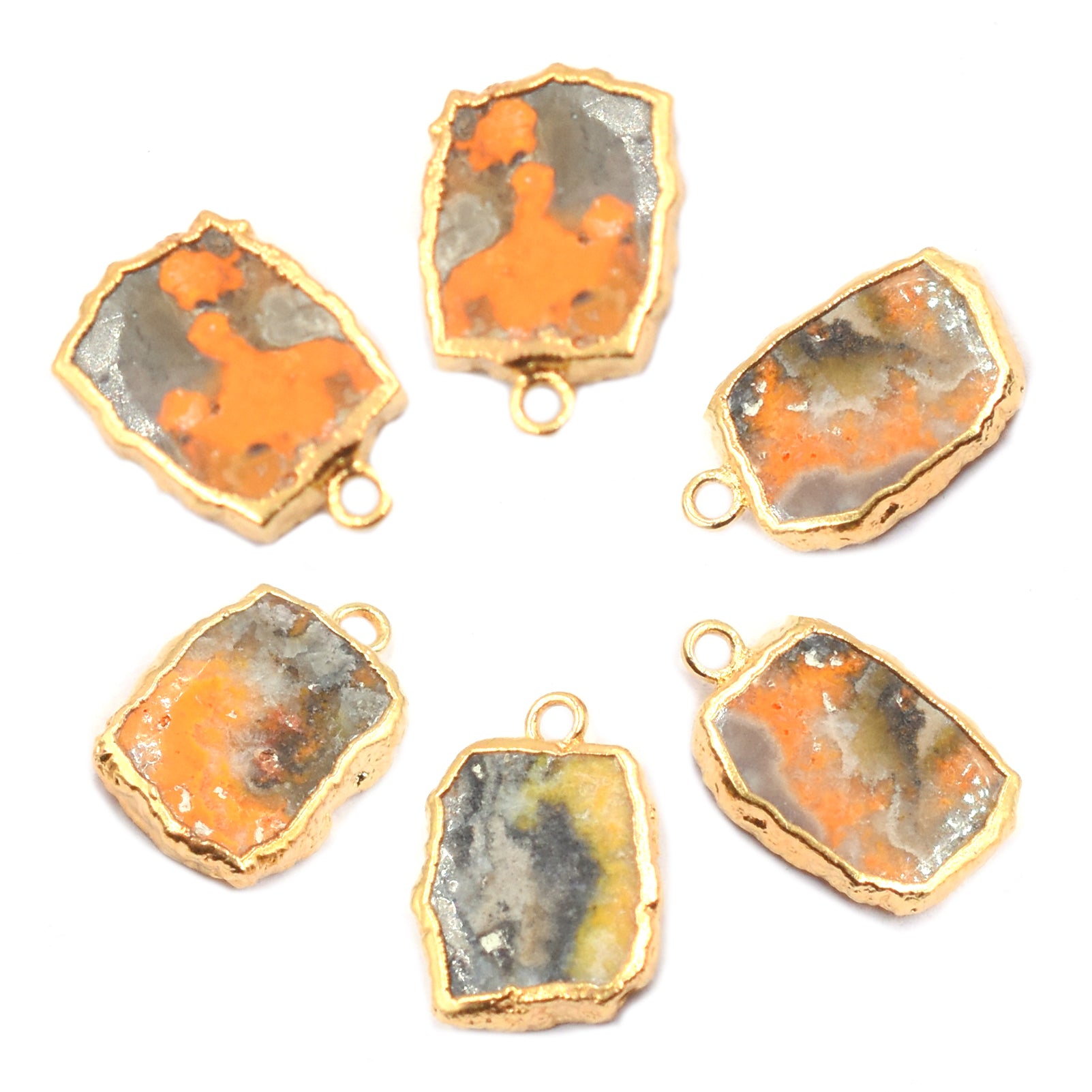 Bumble Bee Jasper 14X10 MM Rectangle Shape Gold Electroplated Pendant