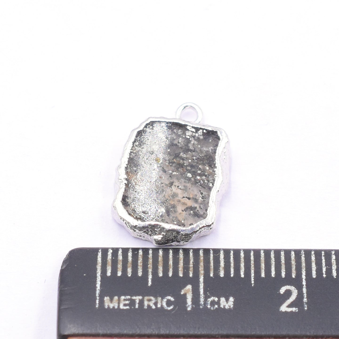 Black Sunstone 14X10 MM Rectangle Shape Rhodium Electroplated Pendant
