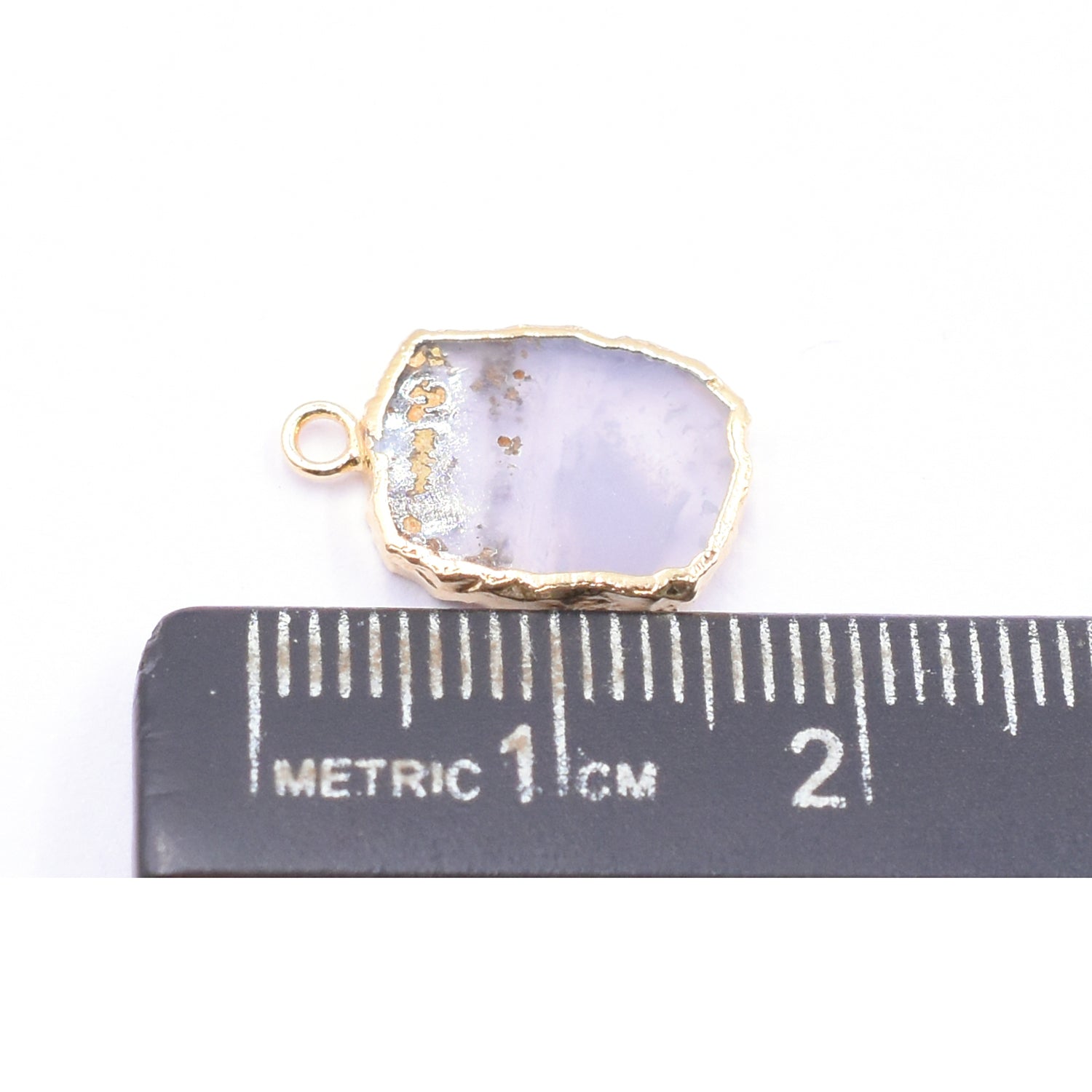 Blue Lace Agate 14X10 MM Rectangle Shape Gold Electroplated Pendant