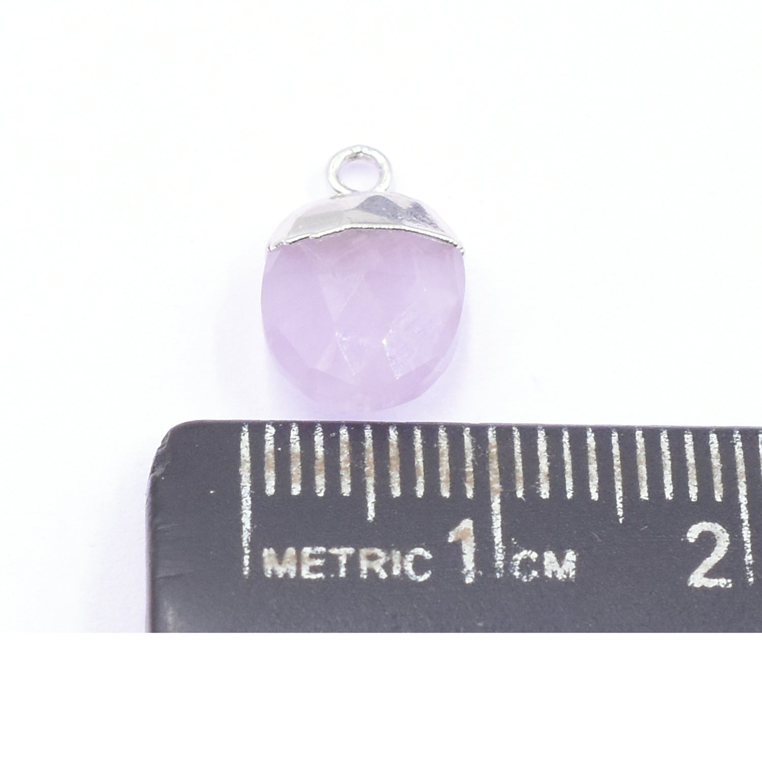 Amethyst 10X8 MM Oval Shape Rhodium Electroplated Pendant (Set Of 2 Pcs)