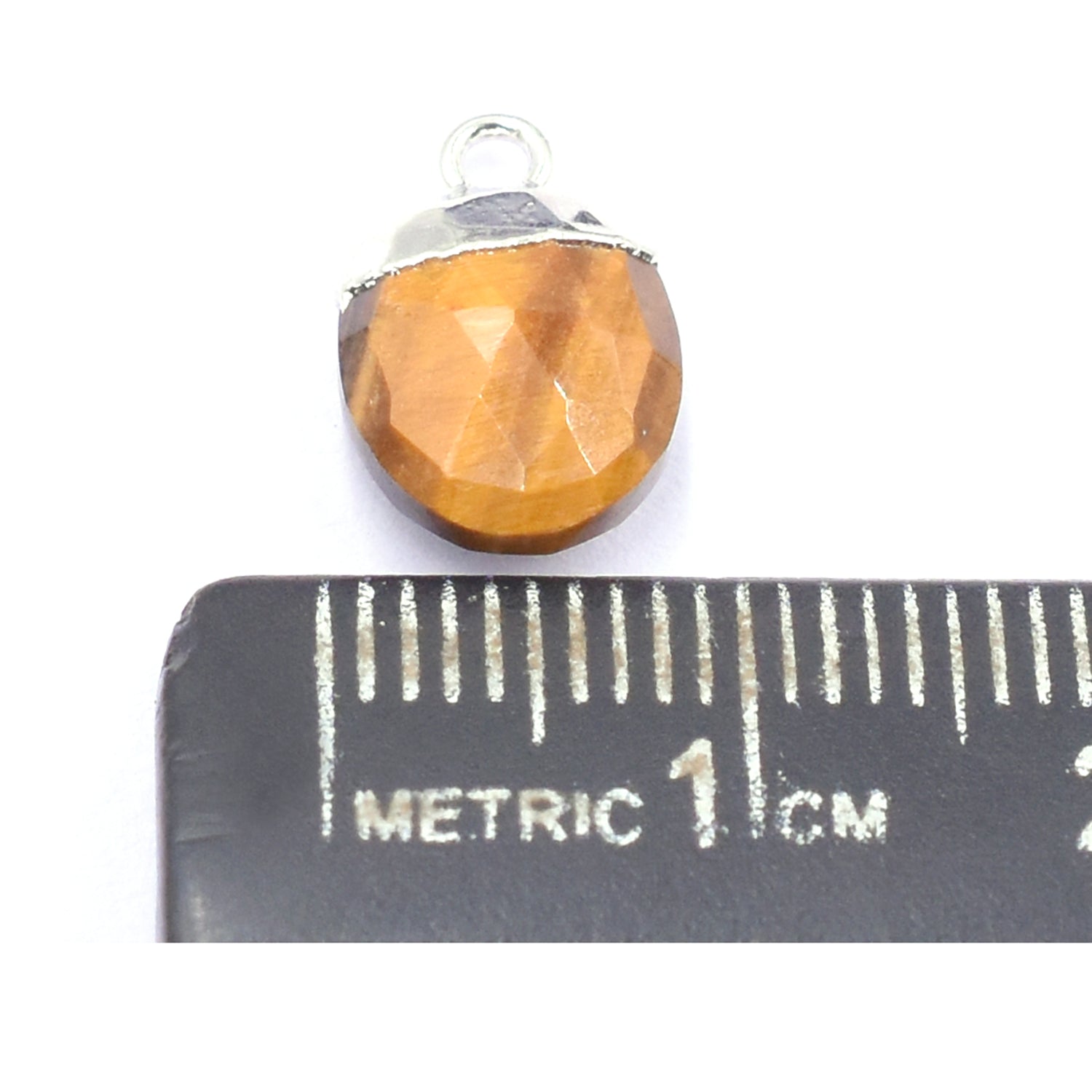 Tiger Eye 10X8 MM Oval Shape Rhodium Electroplated Pendant (Set Of 2 Pcs)