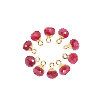Ruby Corundum Onion Shape 6 MM Gold Electroplated Pendant (Set Of 2 Pcs)