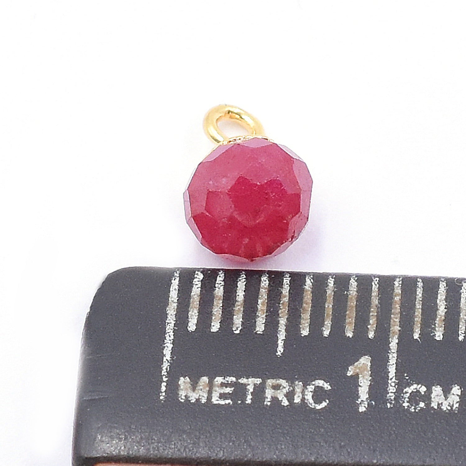 Ruby Corundum Onion Shape 6 MM Gold Electroplated Pendant (Set Of 2 Pcs)