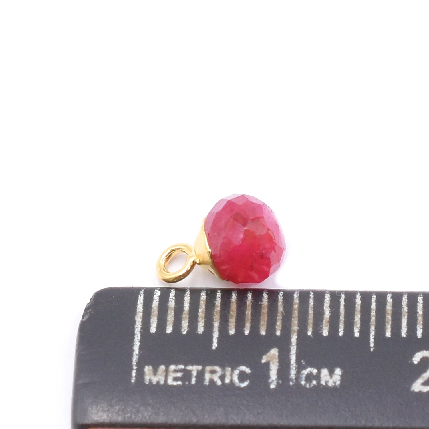 Ruby Corundum Onion Shape 6 MM Gold Electroplated Pendant (Set Of 2 Pcs)