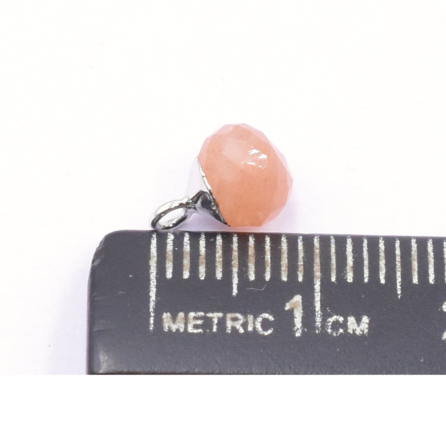 Peach Moonstone 6 MM Onion Shape Rhodium Electroplated Pendant (Set Of 2 Pcs)