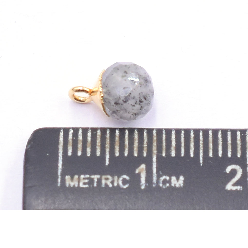 Black Sunstone 6 MM Onion Shape Gold Electroplated Pendant (Set Of 2 Pcs)
