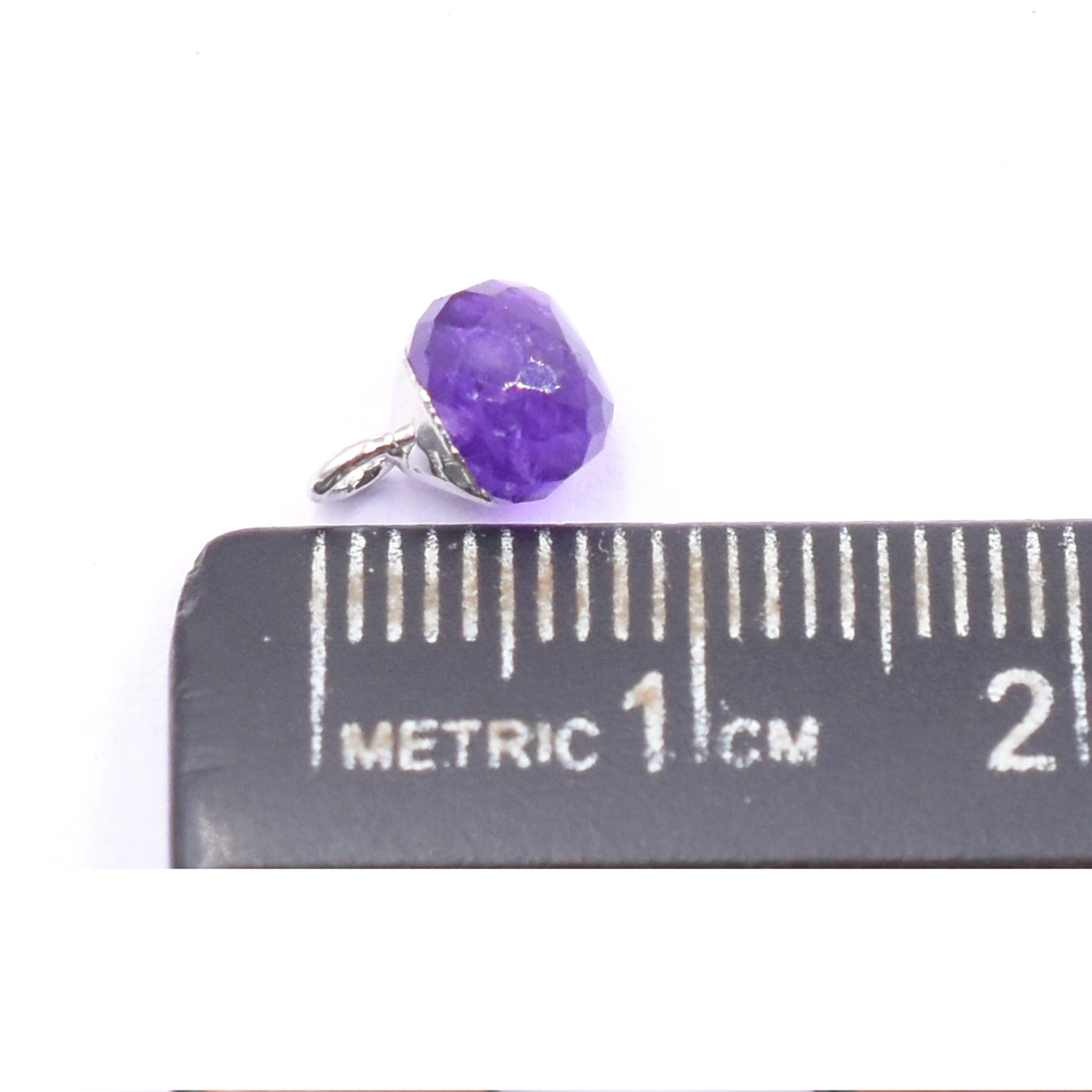 Amethyst 6 MM Onion Shape Rhodium Electroplated Pendant (Set Of 2 Pcs)