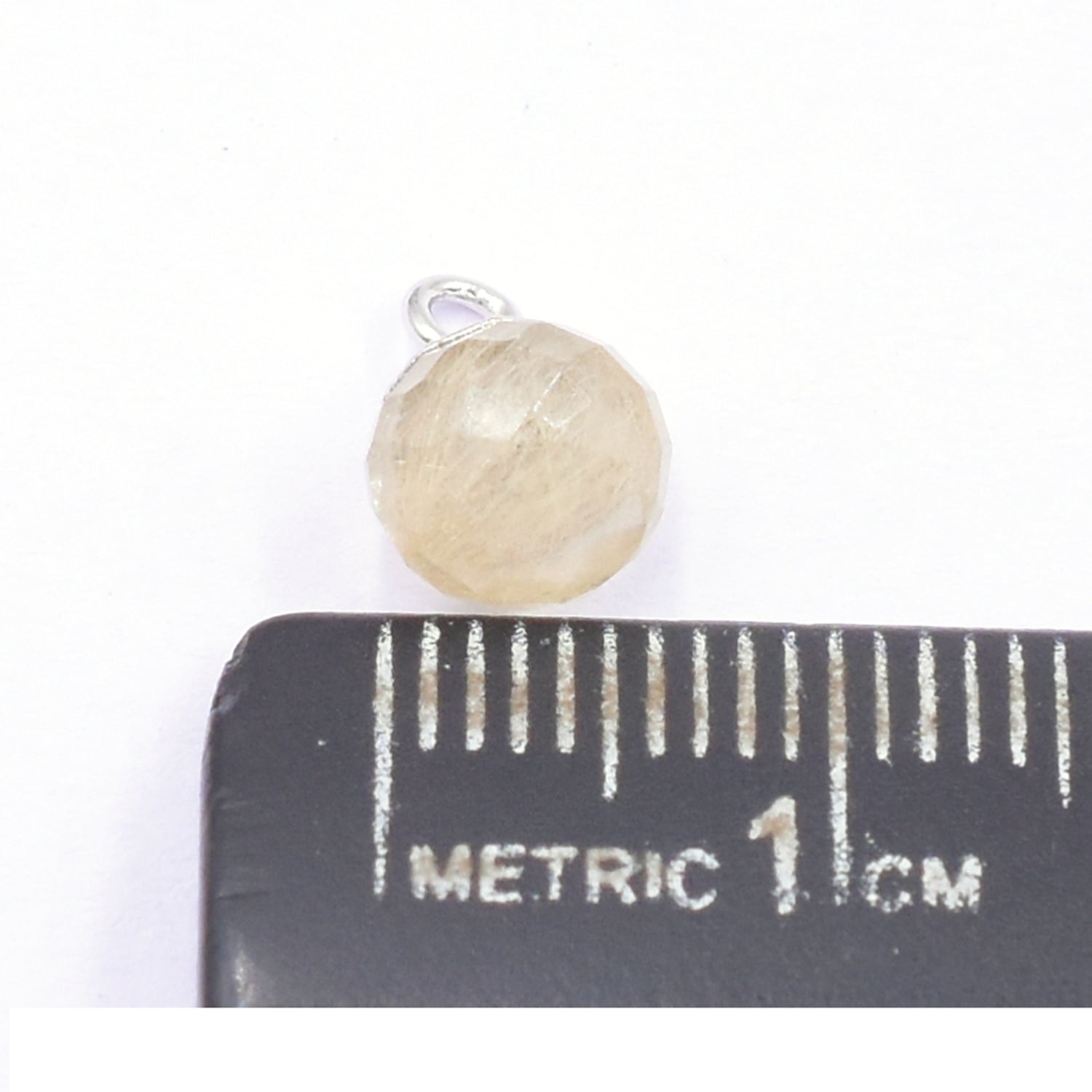 Golden Rutilated Quartz 6 MM Onion Shape Rhodium Electroplated Pendant (Set Of 2 Pcs)