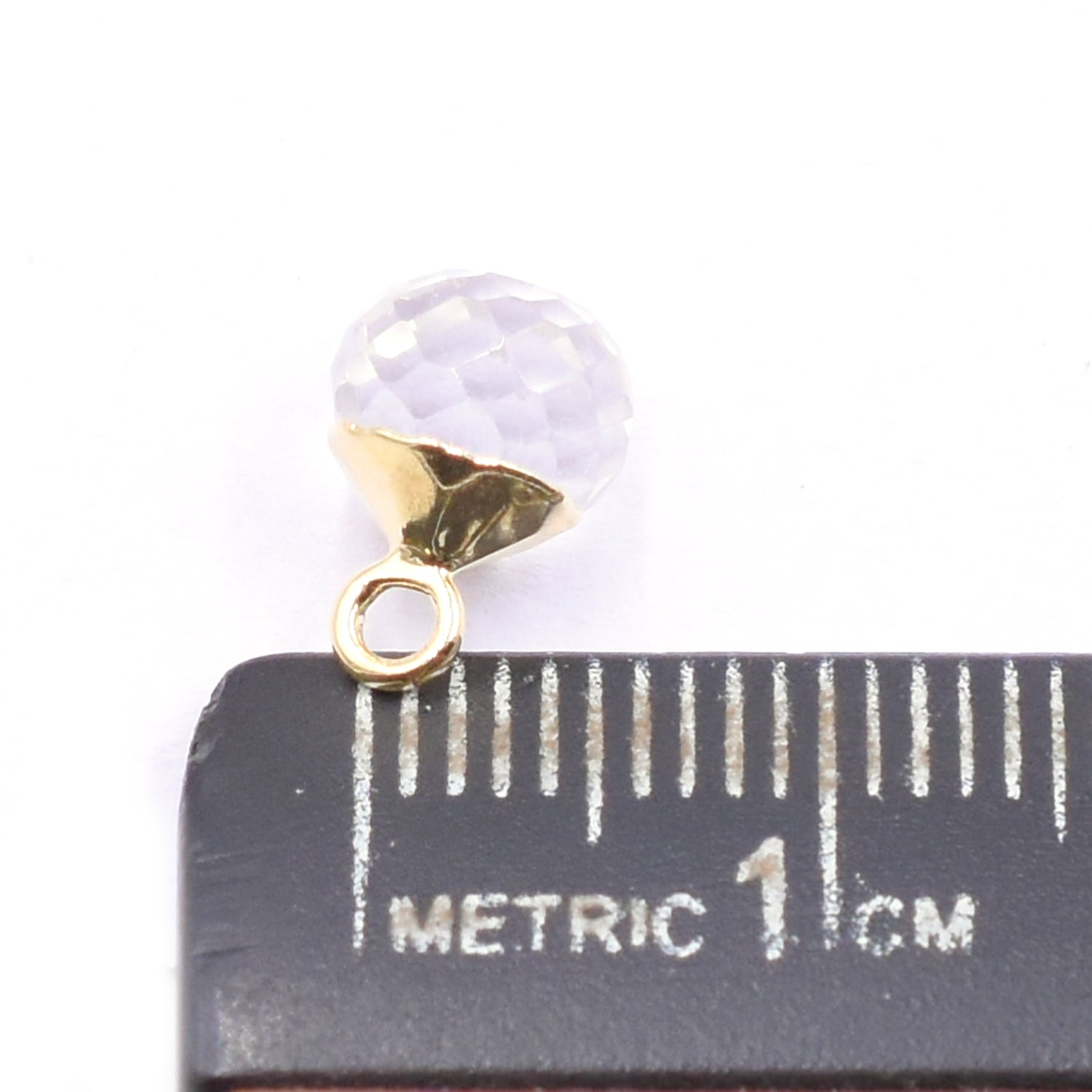 Crystal Quartz 6 MM Onion Shape Gold Electroplated Pendant (Set Of 2 Pcs)