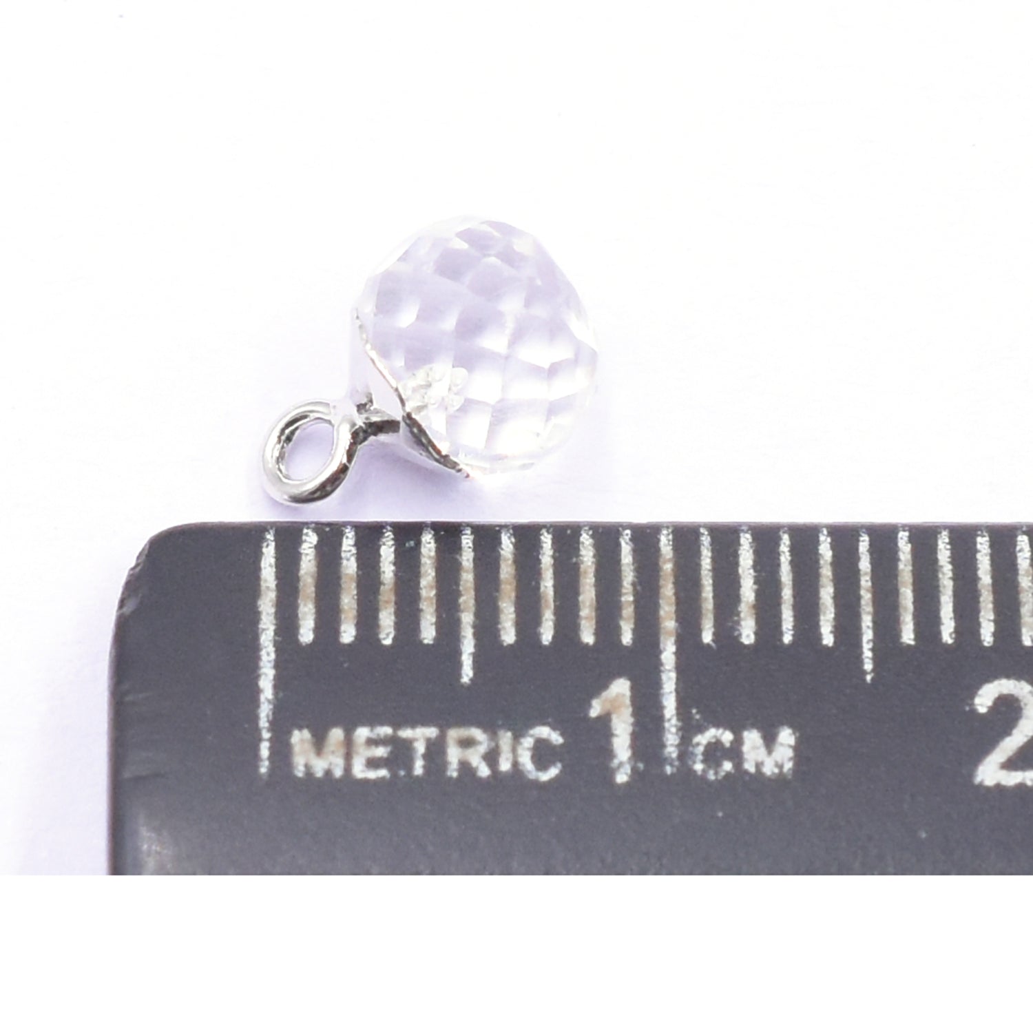 Crystal Quartz 6 MM Onion Shape Rhodium Electroplated Pendant (Set Of 2 Pcs)