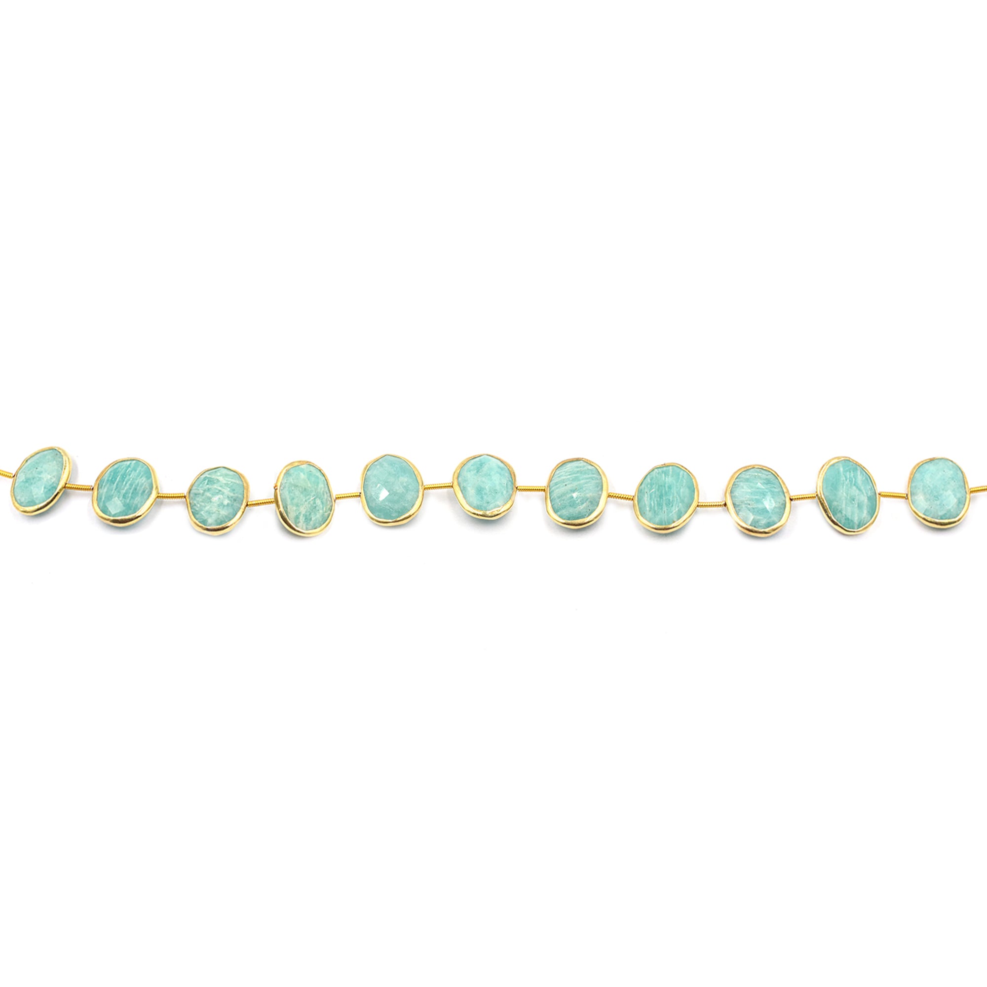 Amazonite 16X12 MM Oval Shape Silver Bezel Vermeil Coin Drilled Strand