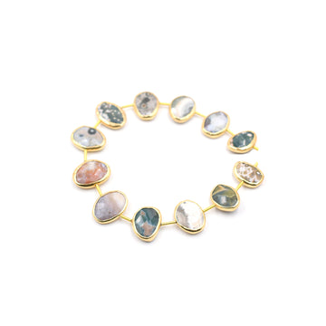 Jasper oval gemstone in silver vermeil bezel
