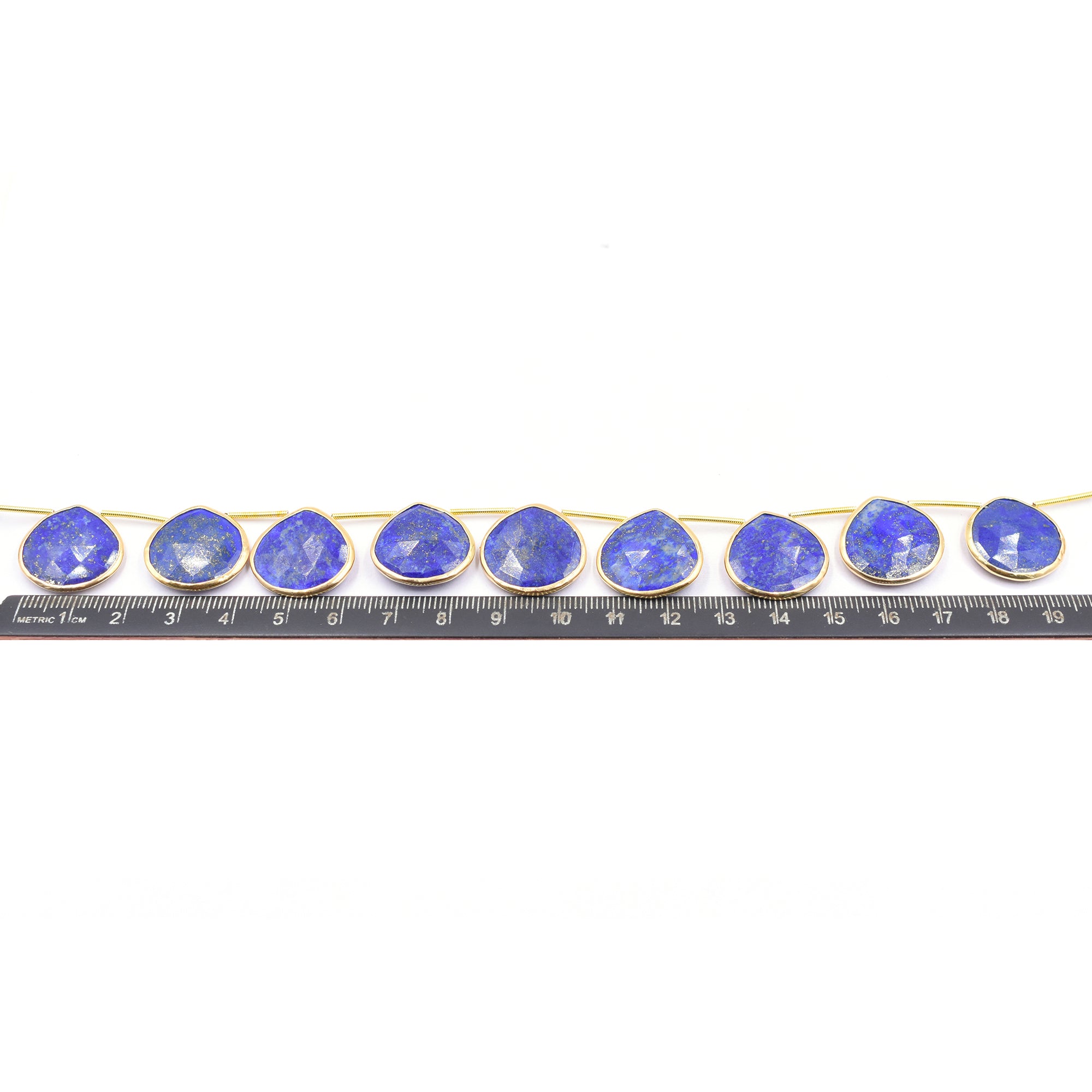 Lapis Lazuli 20 MM Heart Shape Silver Bezel Vermeil Side Drilled Strand
