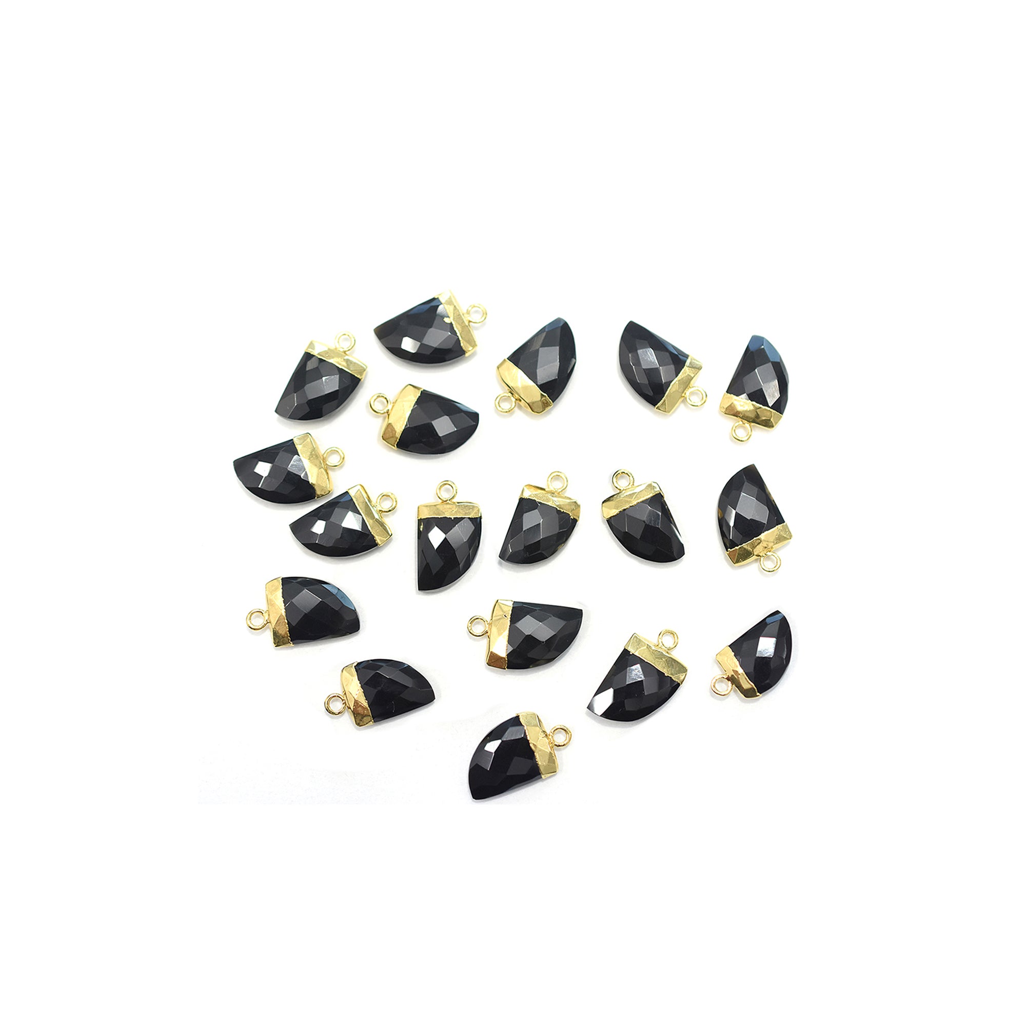 Black Onyx 14X10 MM Horn Shape Gold Electroplated Pendant