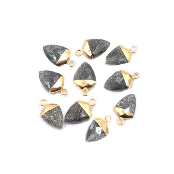 Black Sunstone 13X10 MM Shield Shape Gold Electroplated Pendant ( Set Of 2 Pcs)