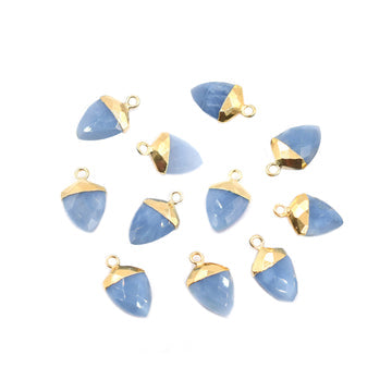 Blue Opal 13X10 MM Shield Shape Gold Electroplated Pendant ( Set Of 2 Pcs)