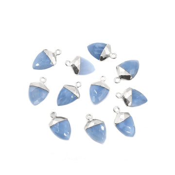 Blue Opal 13X10 MM Shield Shape Rhodium Electroplated Pendant ( Set Of 2 Pcs)