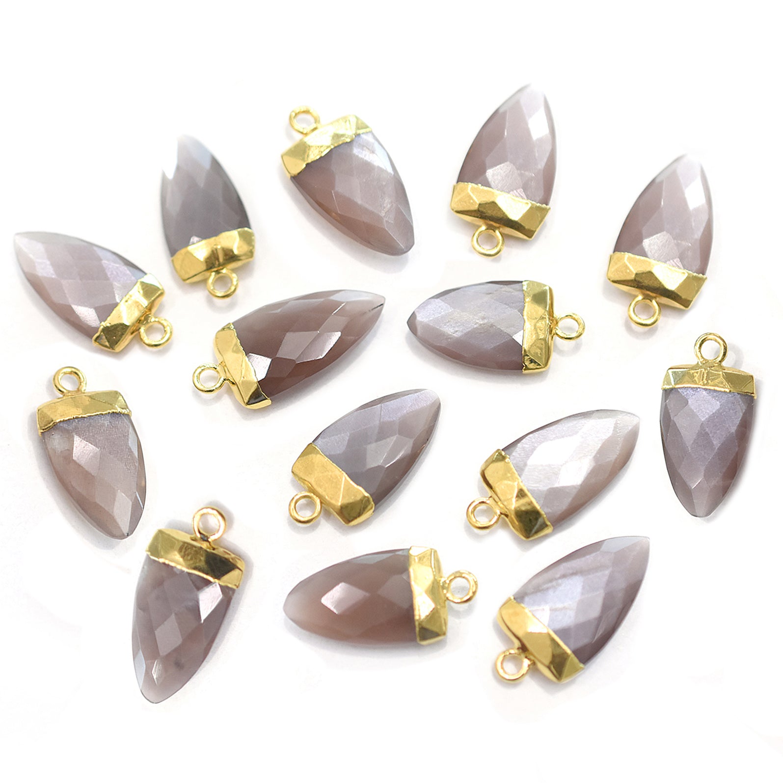 Brown Chocolate Moonstone 14X9 MM Arrow Shape Gold Electroplated Pendant