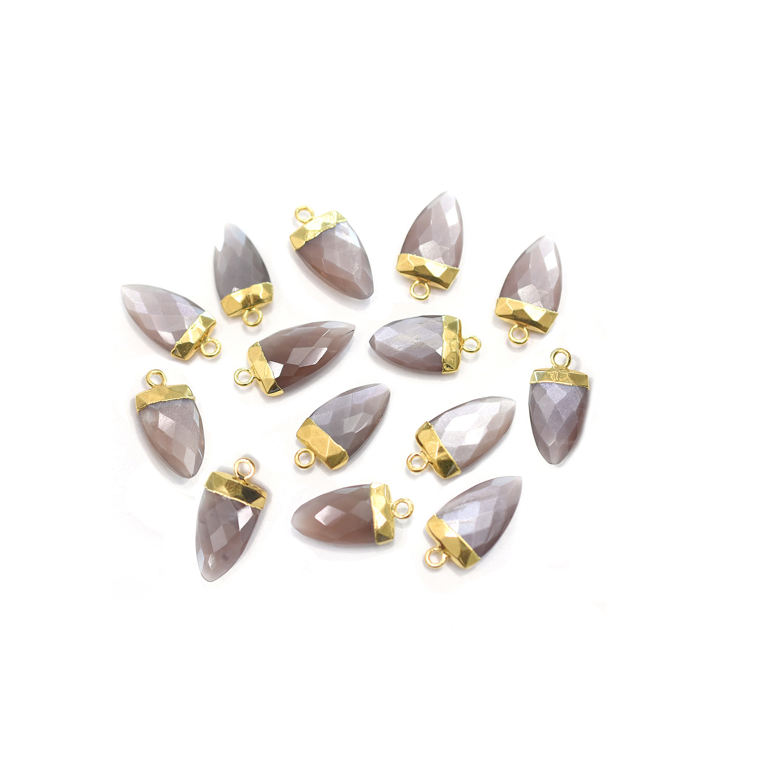 Brown Chocolate Moonstone 14X9 MM Arrow Shape Gold Electroplated Pendant
